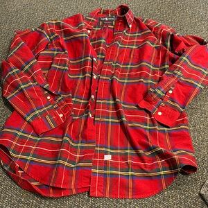 Vintage Ralph Lauren big oxford plaid button down L // 121911